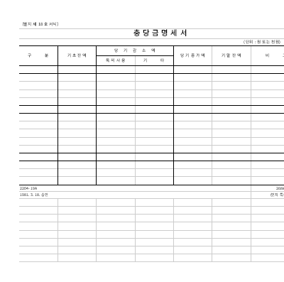충당금 명세서 2